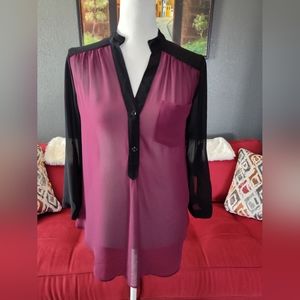 High low blouse by IZ Byer Size XS Burgundy